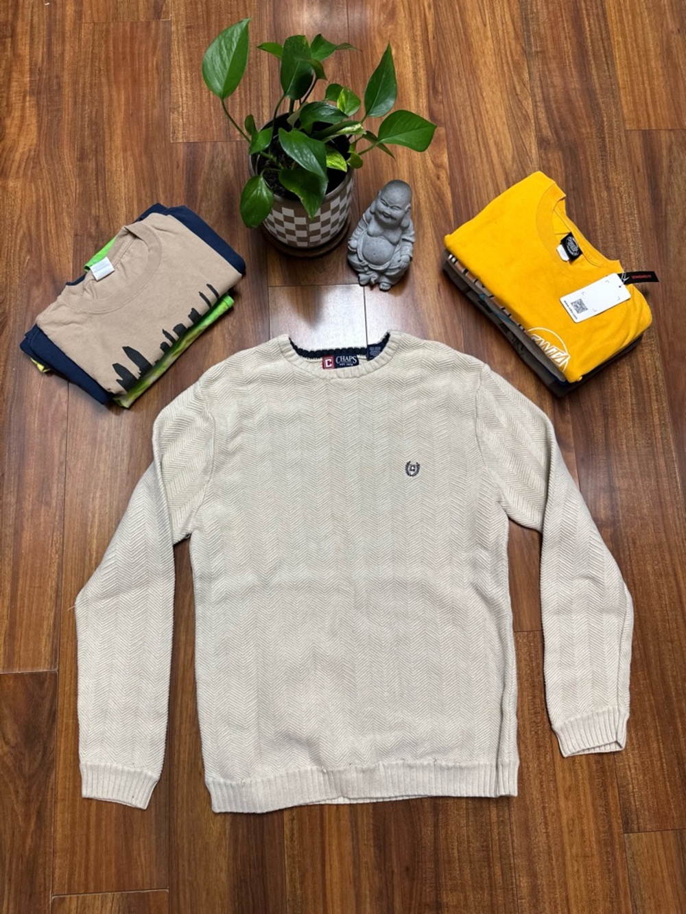 Vintage Chaps Chevron Knit Crewneck Sweater